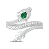 Thumbnail Image 4 of Pear-Shaped Lab-Created Emerald & White Lab-Created Sapphire Dragon Ring Sterling Silver