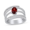 Thumbnail Image 1 of Oval-Cut Garnet & Diamond Bypass Ring 1/2 ct tw 10K White Gold