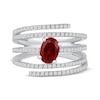 Thumbnail Image 4 of Oval-Cut Garnet & Diamond Bypass Ring 1/2 ct tw 10K White Gold