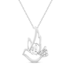 Thumbnail Image 1 of Pear-Shaped White Lab-Created Sapphire Dove Necklace Sterling Silver 18&quot;