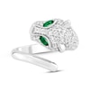 Thumbnail Image 1 of Marquise-Cut Lab-Created Emerald & White Lab-Created Sapphire Jaguar Deconstructed Ring Sterling Silver