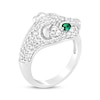 Thumbnail Image 2 of Marquise-Cut Lab-Created Emerald & White Lab-Created Sapphire Jaguar Deconstructed Ring Sterling Silver