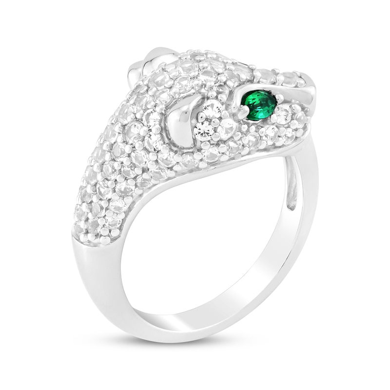 Main Image 2 of Marquise-Cut Lab-Created Emerald & White Lab-Created Sapphire Jaguar Deconstructed Ring Sterling Silver