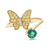 Thumbnail Image 1 of Natural Emerald & Diamond Butterfly Bypass Ring 1/4 ct tw 10K Two-Tone Gold