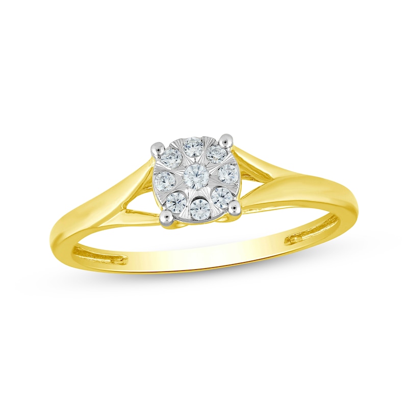 Main Image 1 of Diamond Circle Center Promise Ring 1/10 ct tw 10K Yellow Gold