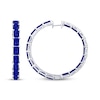 Thumbnail Image 3 of Baguette-Cut Blue Lab-Created Sapphire Inside-Out Hoop Earrings Sterling Silver