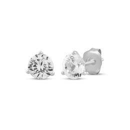 Round-Cut White Lab-Created Sapphire Solitaire Stud Earrings Sterling Silver