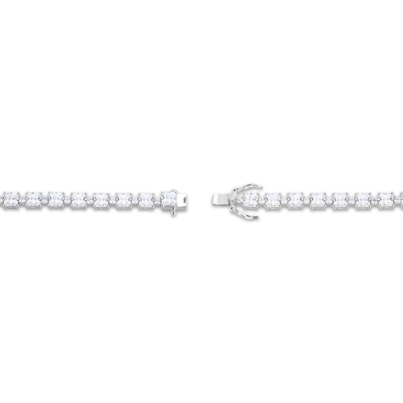 Square & Round-Cut White Lab-Created Sapphire Bracelet Sterling Silver 7.25"