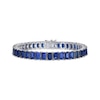 Thumbnail Image 1 of Emerald-Cut Blue Lab-Created Sapphire Line Bracelet Sterling Silver 7.25&quot;