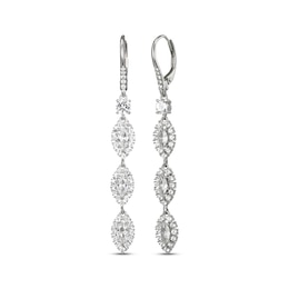 Marquise & Round-Cut White Lab-Created Sapphire Triple Drop Earrings Sterling Silver