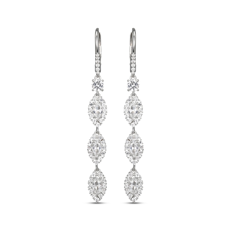 Main Image 2 of Marquise & Round-Cut White Lab-Created Sapphire Triple Drop Earrings Sterling Silver