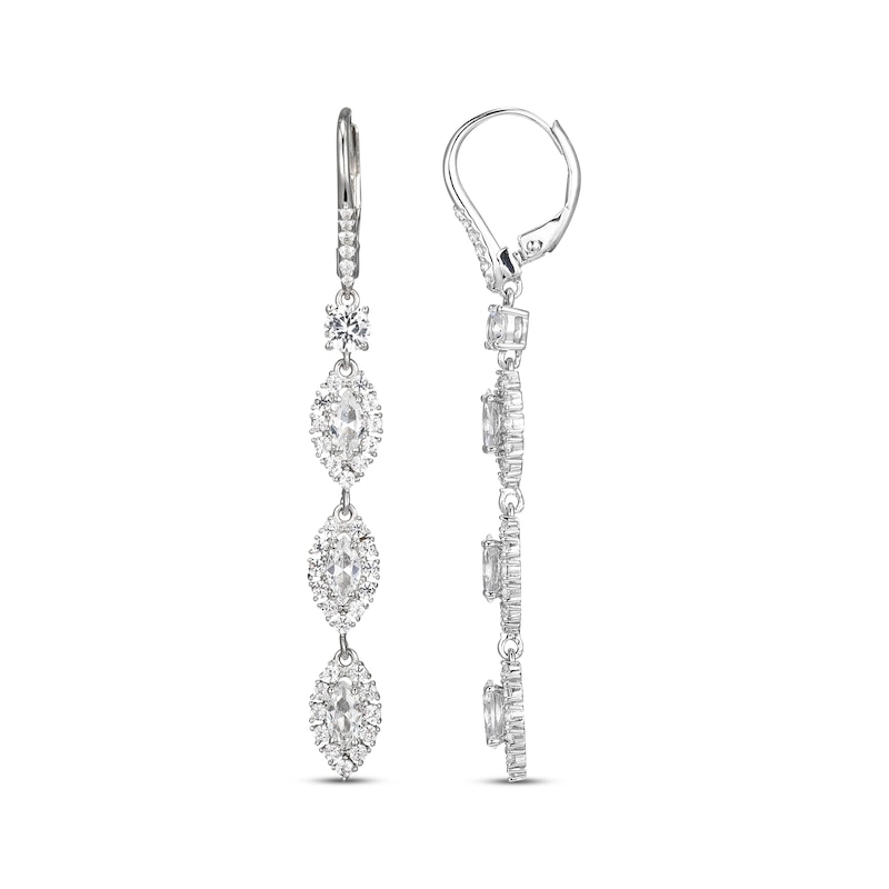 Main Image 3 of Marquise & Round-Cut White Lab-Created Sapphire Triple Drop Earrings Sterling Silver