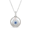 Thumbnail Image 1 of Cultured Pearl, Swiss Blue Topaz, Blue & White Lab-Created Sapphire Evil Eye Necklace Sterling Silver 18&quot;