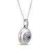 Thumbnail Image 2 of Cultured Pearl, Swiss Blue Topaz, Blue & White Lab-Created Sapphire Evil Eye Necklace Sterling Silver 18&quot;