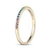 Thumbnail Image 2 of Multicolor Lab-Created Gemstone Rainbow Ring 10K Yellow Gold