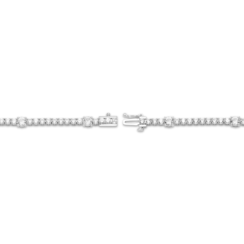 White Lab-Created Sapphire Line Bracelet Sterling Silver 7.25"