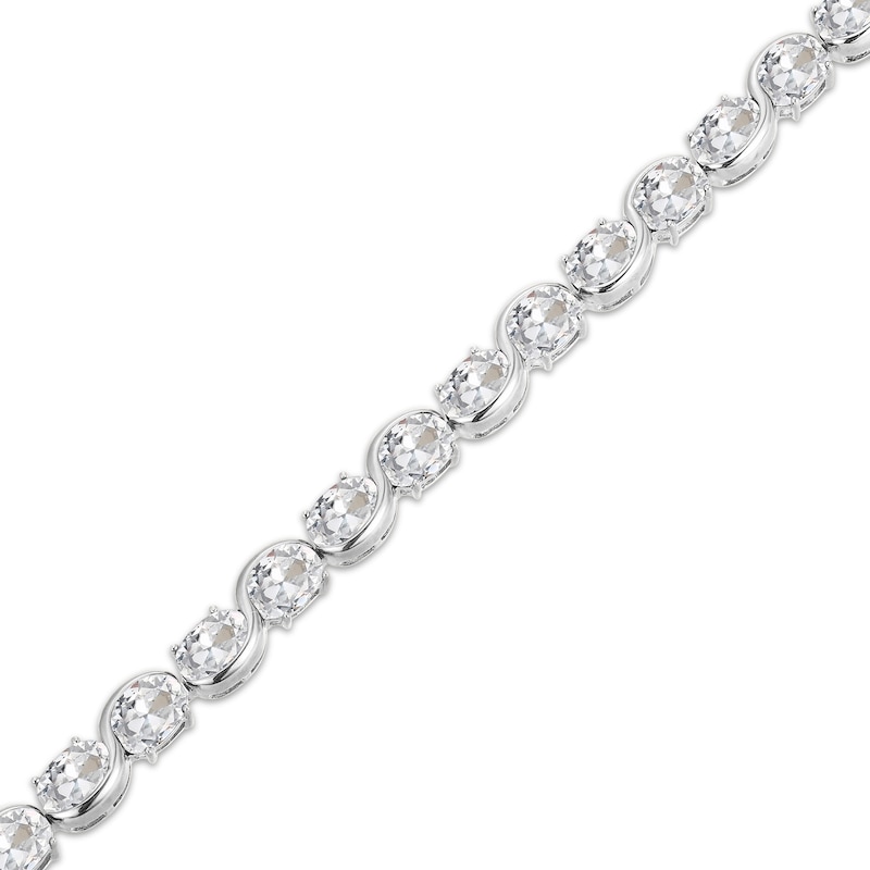 Main Image 2 of Oval-Cut White Lab-Created Sapphire S-Link Bracelet Sterling Silver 7.25&quot;