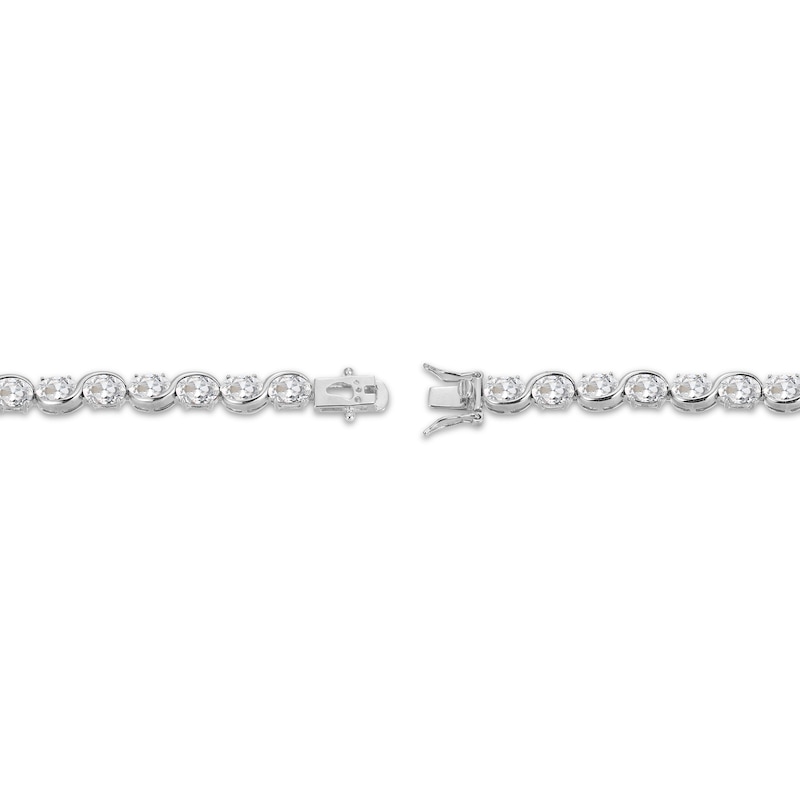 Main Image 3 of Oval-Cut White Lab-Created Sapphire S-Link Bracelet Sterling Silver 7.25&quot;