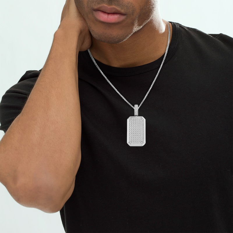 Main Image 2 of Men's Lab-Grown Diamonds by KAY Dog Tag Pendant 3 ct tw 10K White Gold