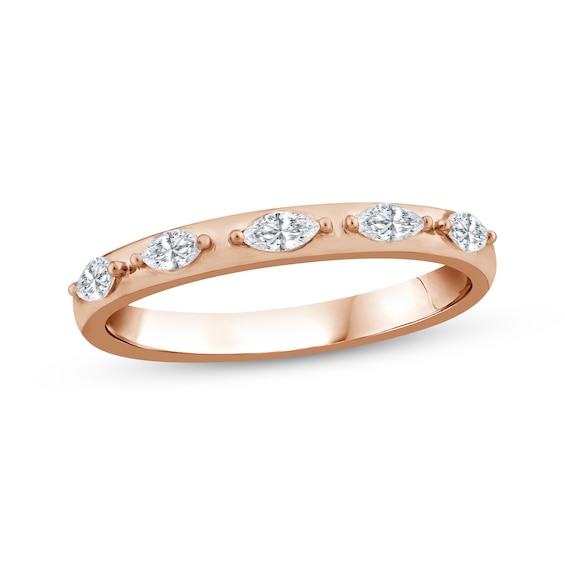 Marquise-Cut Diamond Anniversary Ring 1/4 ct tw 14K Rose Gold