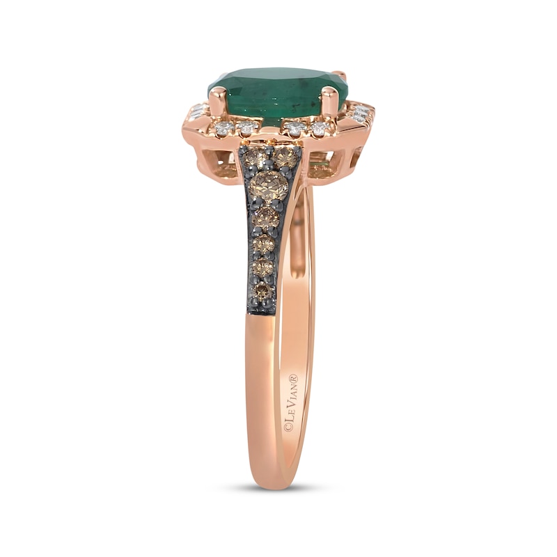 Le Vian Oval-Cut Emerald Ring 1/3 ct tw Diamonds 14K Strawberry Gold