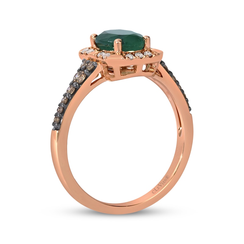 Le Vian Oval-Cut Emerald Ring 1/3 ct tw Diamonds 14K Strawberry Gold