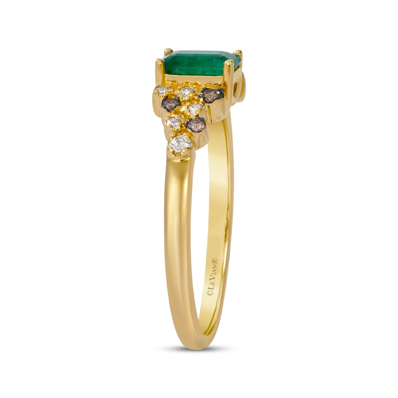 Main Image 2 of Le Vian Emerald-Cut Emerald Ring 1/8 ct tw Diamonds 14K Honey Gold