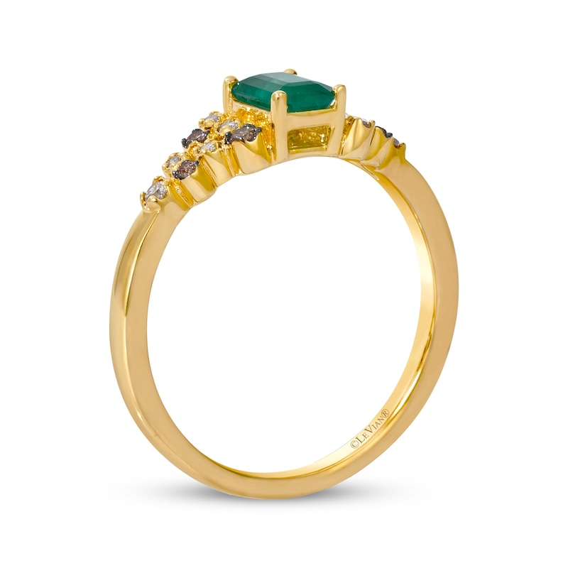 Main Image 3 of Le Vian Emerald-Cut Emerald Ring 1/8 ct tw Diamonds 14K Honey Gold