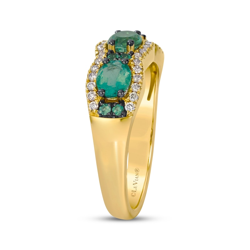 Main Image 2 of Le Vian Waterfall Oval & Round-Cut Emerald Ring 1/4 ct tw Diamonds 14K Honey Gold