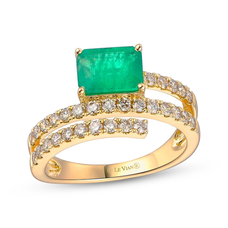 Main Image 1 of Le Vian Good Karma Emerald-Cut Emerald Ring 5/8 ct tw Diamonds 14K Honey Gold