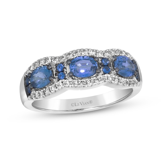 Le Vian Waterfall Oval-Cut Blue Sapphire Ring 1/4 ct tw Diamonds 14K Vanilla Gold