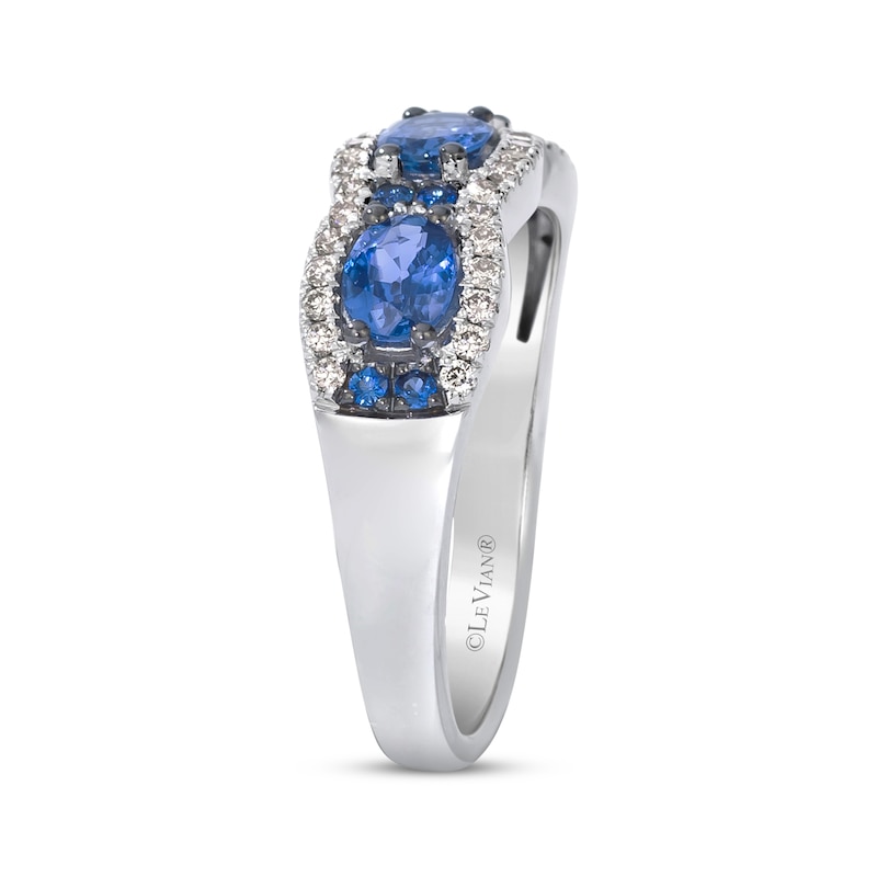 Main Image 2 of Le Vian Waterfall Oval-Cut Blue Sapphire Ring 1/4 ct tw Diamonds 14K Vanilla Gold