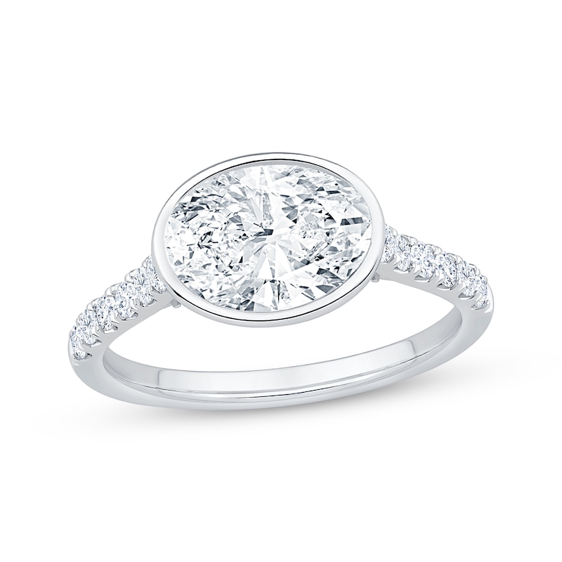 Lab-Grown Diamonds by KAY Oval-Cut Bezel-Set Engagement Ring 2-3/8 ct tw 14K White Gold