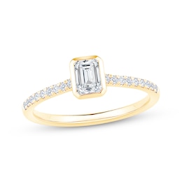 Emerald-Cut Diamond Bezel-Set Engagement Ring 5/8 ct tw 14K Yellow Gold
