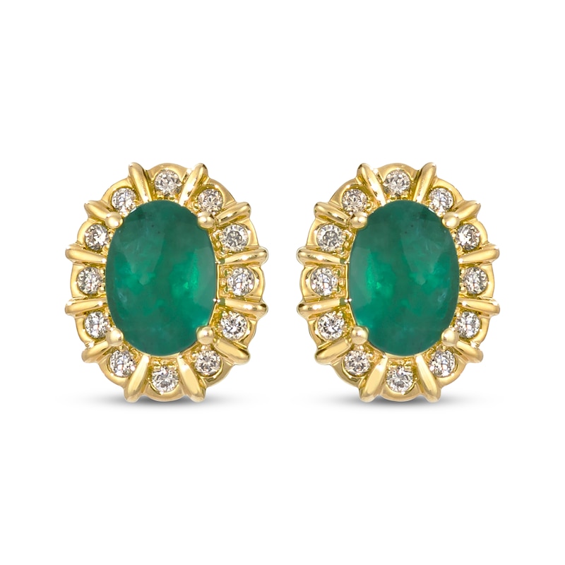 Le Vian Oval-Cut Emerald Stud Earrings 1/5 ct tw Diamonds 14K Honey ...