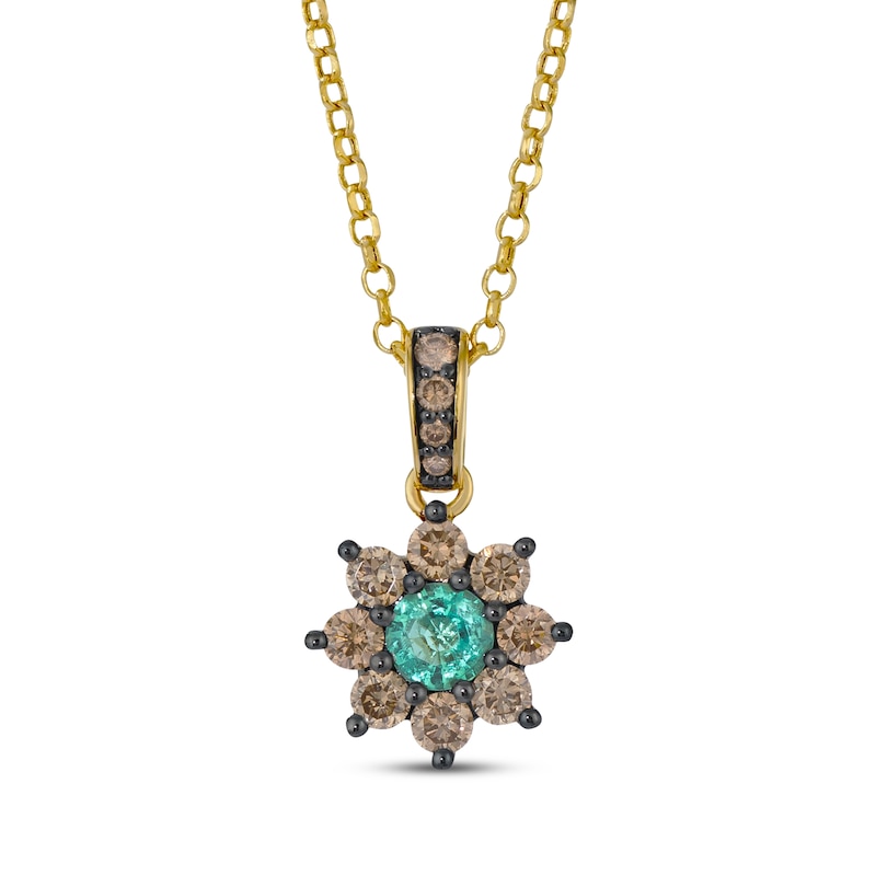 Le Vian Chocolate Sunflower Collection Emerald Necklace 5/8 ct tw Diamonds 14K Honey Gold 19"