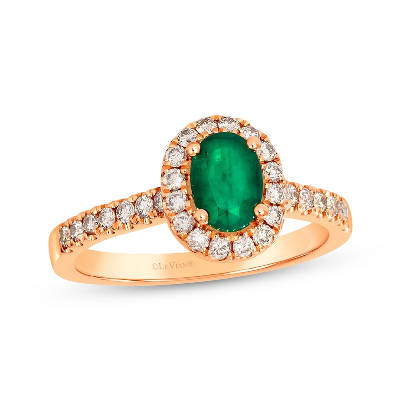 Le Vian Oval-Cut Emerald Ring 3/8 ct tw Diamonds 14K Strawberry Gold