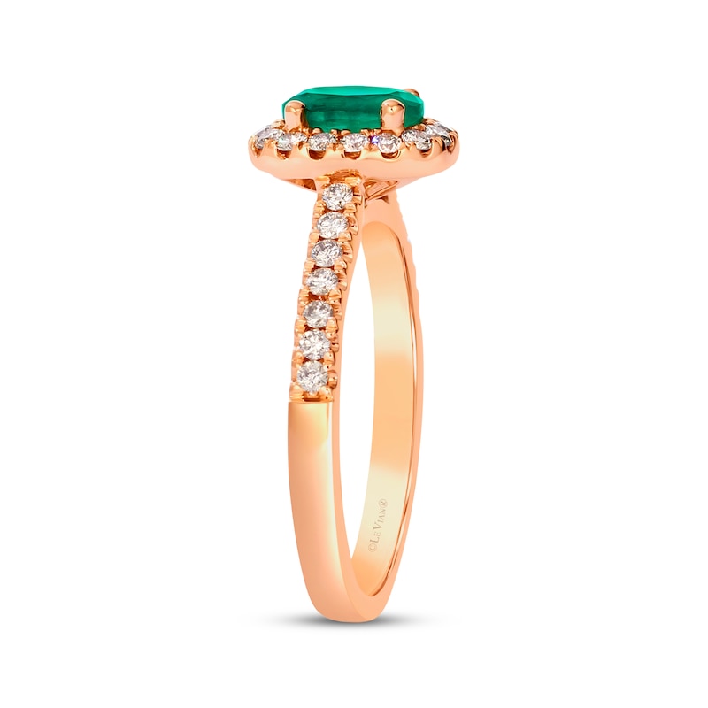 Le Vian Oval-Cut Emerald Ring 3/8 ct tw Diamonds 14K Strawberry Gold