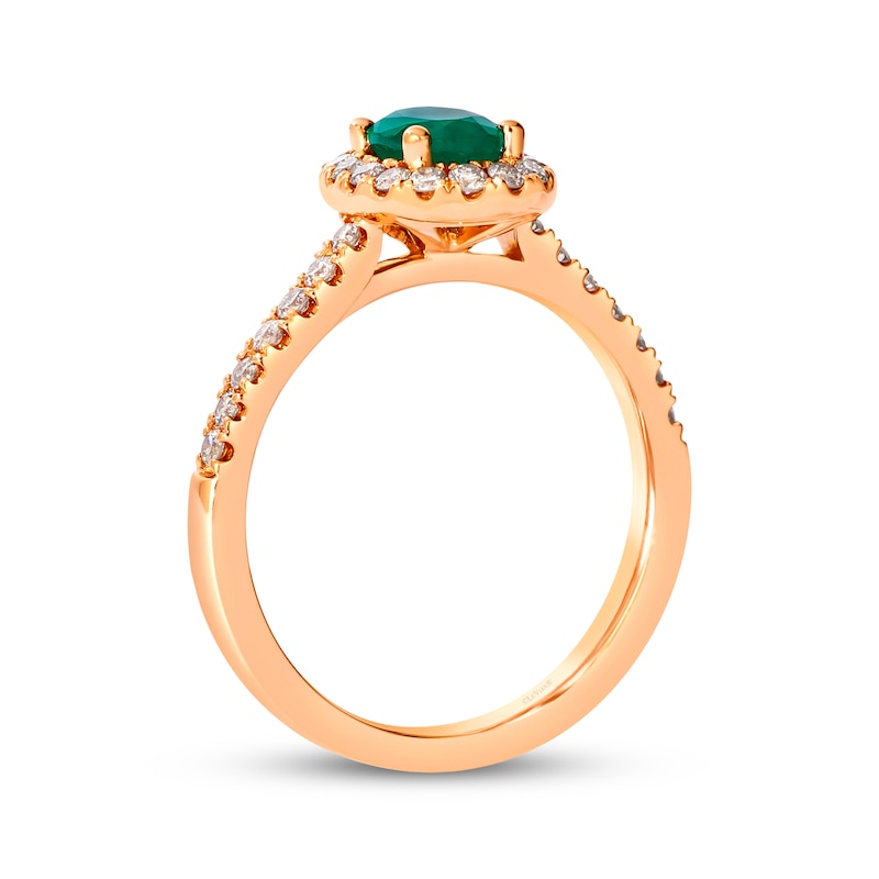 Le Vian Oval-Cut Emerald Ring 3/8 ct tw Diamonds 14K Strawberry Gold