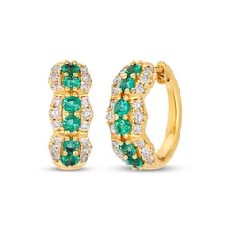 Le Vian Emerald Hoop Earrings 1/2 ct tw Diamond 14K Honey Gold