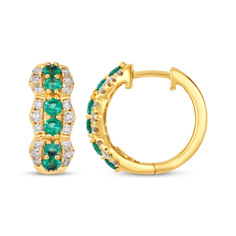 Le Vian Emerald Hoop Earrings 1/2 ct tw Diamond 14K Honey Gold