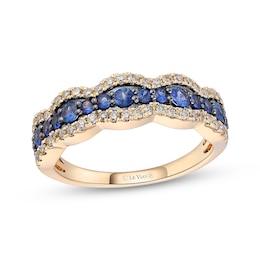 Le Vian Blue Sapphire Ring 1/3 ct tw Diamonds 14K Honey Gold