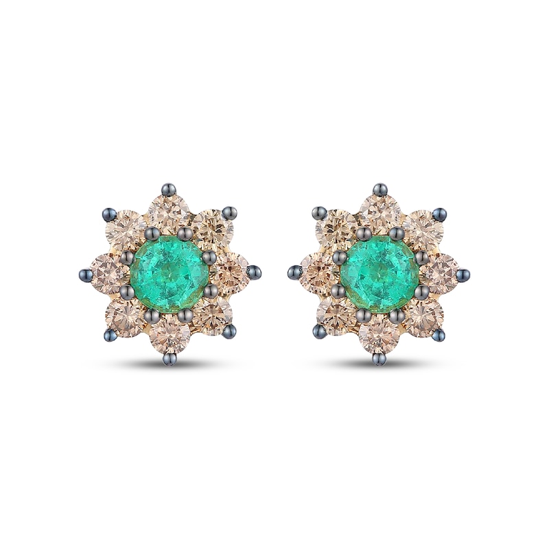 Main Image 2 of Le Vian Chocolate Sunflower Collection Emerald Stud Earrings 3/4 ct tw Diamonds 14K Honey Gold