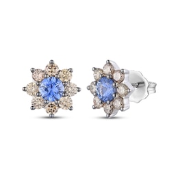 Le Vian Chocolate Sunflower Collection Sapphire Stud Earrings 3/4 ct tw Diamonds 14K Vanilla Gold