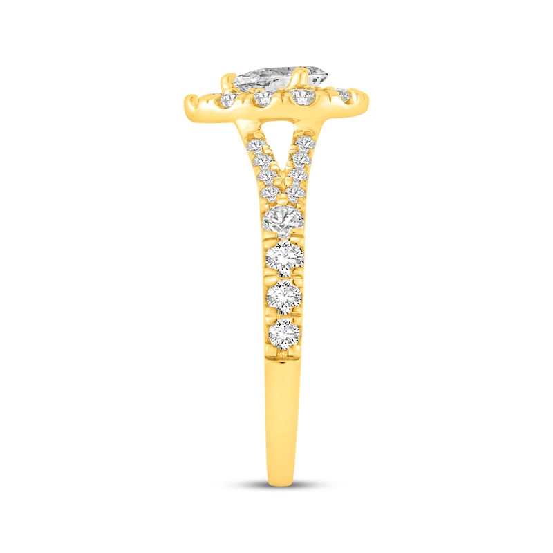 Lab-Created Diamonds by KAY Pear-Shaped Halo Engagement Ring 1 ct tw 14K Yellow Gold