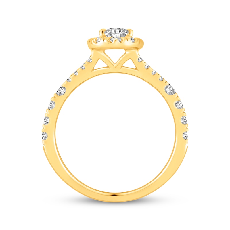 Lab-Created Diamonds by KAY Pear-Shaped Halo Engagement Ring 1 ct tw 14K Yellow Gold