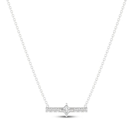 THE LEO Diamond Princess-Cut Bar Necklace 1/4 ct tw 14K White Gold 18&quot;