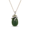 Thumbnail Image 1 of Pear-Shaped Nephrite Jade & Diamond Snake Necklace 1/10 ct tw 14K Yellow Gold 18&quot;