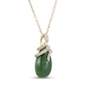 Thumbnail Image 2 of Pear-Shaped Nephrite Jade & Diamond Snake Necklace 1/10 ct tw 14K Yellow Gold 18&quot;