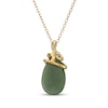 Thumbnail Image 3 of Pear-Shaped Nephrite Jade & Diamond Snake Necklace 1/10 ct tw 14K Yellow Gold 18&quot;